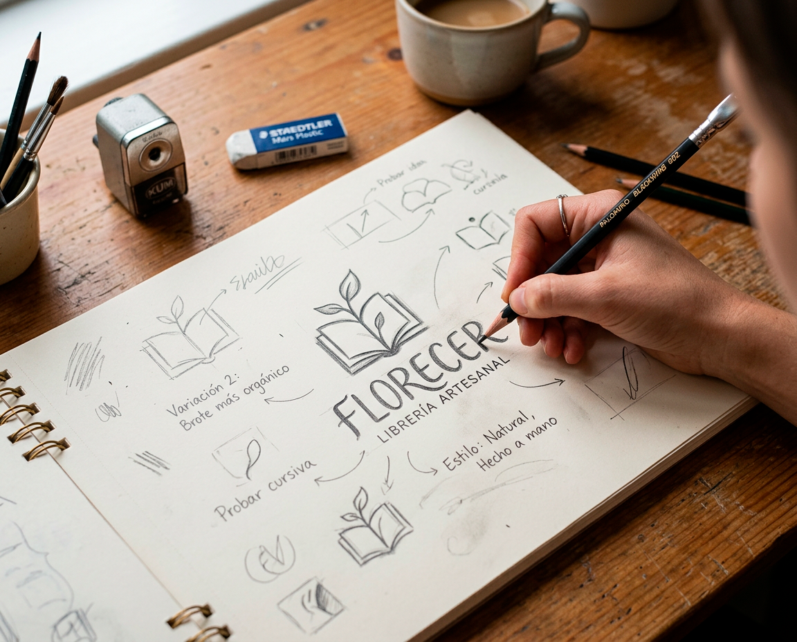 Persona haciendo un boceto de logotipo